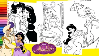Coloring Disney Aladdin & Princess Jasmine - Coloring Pages for kids