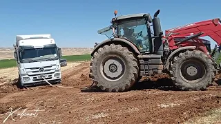 Massey Ferguson 8737 TR'deki En Büyük Traktör (!) Actros 1844ü çekiyor