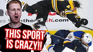 British Guy Reacts To NHL BIGGEST HITS!!