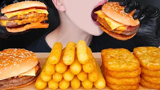 ASMR MCDONALDS CHEESEBURGER HASH BROWNS CHEESE STICK MUKBANG 치즈버거 해쉬브라운 먹방 ハンバーガー 咀嚼音 EATING SOUNDS