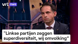 Tom Van Grieken (Vlaams Belang) belooft de term 'omvolking' minder te gebruiken