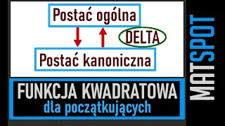 Funkcja kwadratowa #1 - postać ogólna i kanoniczna, obliczanie delty