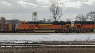 BNSF powered hopper train at Elkhart, Indiana.