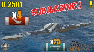 Submarine U-2501 4 Kills & 130k Damage | World of Warships Gameplay