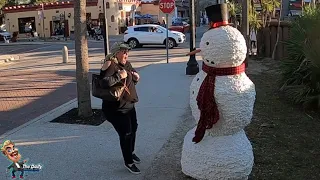 SNOWMAN SCARES THEM!! - Funny Snowman Prank