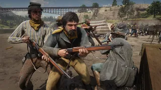 Red Dead Redemption 2 NPC Fights Odriscolls vs Lemoyne Raiders (Gang War)