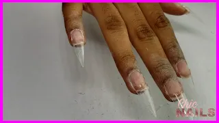 MAKE SURE YOUR NAILS NEVER LIFT AGAIN!|PREP NAILS FOR ACRYLIC APPLICATION| PERFECT STILETTO SHAPE