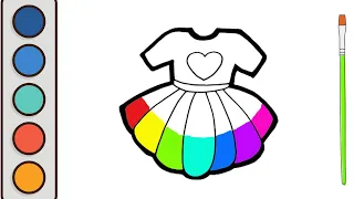 Rainbow dress drawing, painting & coloring for kids & toddlers | Fun kids coloring