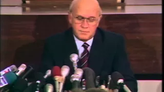 10 Feb 1990 - FW de Klerk announces the release of Nelson Mandela