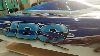 JBS Racing Power boat Ready to race. Radiocontrol Boat Replica of JBS Racing 121 by The Airbrush Kin