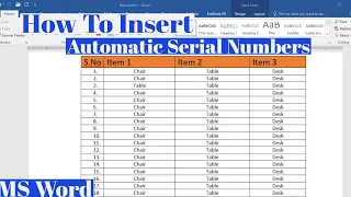 How To insert Automatic Serial Numbers in MS Word | Serial Numbers Automatically in Microsoft Word