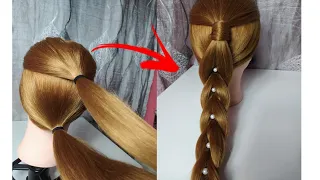 TRENZA FÁCIL DE FIESTA CON GOMAS | Trenza Fácil Con Ligas | Trenzas Para Principiantes