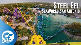 Steel Eel front seat on-ride 4K POV @60fps SeaWorld San Antonio