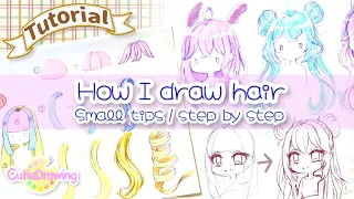 How I draw hair/step by step tutorial with small tips /How to draw Hair/COPIC MARKER/Gachalife