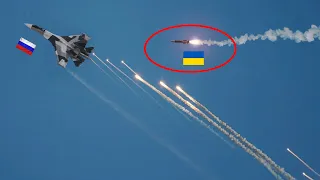 Panic moment: Two Russian SU-34 bombers are shot down by Ukrainian missiles.