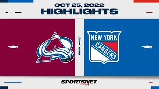 NHL Highlights | Avalanche vs. Rangers - October 25, 2022