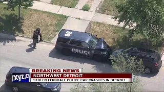 Stolen Ferndale police car crashes in Detroit