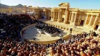 Russian orchestra performs concert at Palmyra in Syria