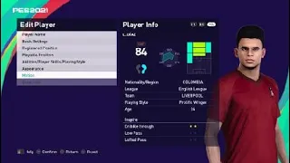 Luiz diaz face e football pes 2021 liverpool