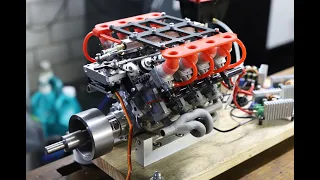 Part 9: V8 model engine with rotary valve / Carb drive, Fuel System and Revup Sound