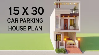 15 By 30 3 Bedroom Car Parking House Design,3D Duplex Homes Planing,New 450 House Map