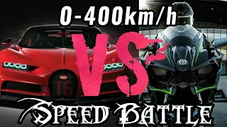 Bugatti Chiron Vs Kawasaki Ninja H2r-#SPREEDBATTLE[0-400km/h]