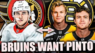 BOSTON BRUINS WANT SHANE PINTO… TRADE PACKAGE W/ OTTAWA SENATORS? NHL Rumours 2023 (Lysell, Beecher)