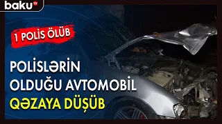 Polislərin olduğu avtomobil qəzaya düşüb - Baku TV