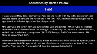 I AM, from Addresses by Martha Wilcox