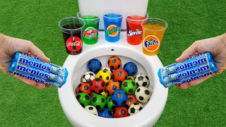 Football VS Popular Sodas !! Fanta, Coca Cola, Sprite, Yedigün, Fruko and Mentos in the toilet