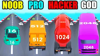 NOOB vs PRO vs HACKER vs GOD in 2048 Race