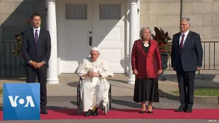 Pope Francis Meets With Canada's Governor General and PM in Quebec