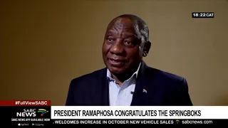 RWC Final | President Cyril Ramaphosa congratulates the Springboks