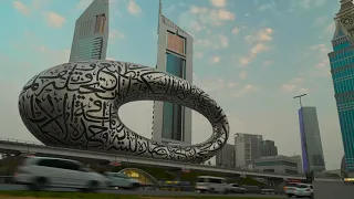 Dubai future museum in Time-lapse