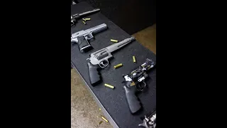 Shooting 5 BIG BORE Handguns in 60 Seconds | 44 Mag, 45-70, 50 Cal #shorts