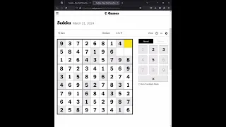 Sudoku NYT Answers Easy Medium Hard 21st March 2024