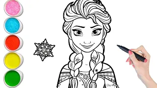 Frozen Drawing Easy  || Elsa Drawing and Coloring || How to Draw Princess Elsa