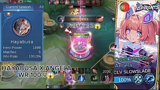 HAYABUSA PERFECT WR%100 COMBO WITH ANGELA AUTO FULL SHIELD? HAYABUSA GAMEPLAY RANKED MOBILE LEGENDS