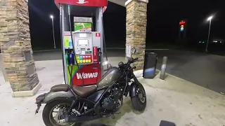 Riding my Honda Rebel 500 early in the morning