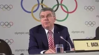 IOC President Bach presents historic first Refugee Olympic Team