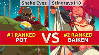 GGST ▰ Snake Eyez (#1 Ranked Potemkin) vs Stingrays110 (#2 Ranked Baiken). High Level Gameplay