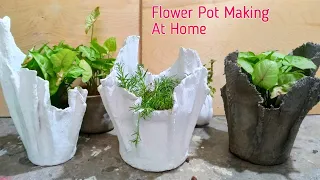 SIMPLE AND BEAUTIFUL - Flower pots made from old towels and cement | Planter Pot Making