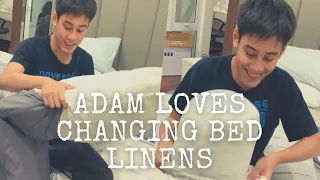 Autism Boy Adam Changing Bed Linens @AdamsAutismFamily