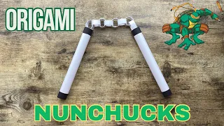 ORIGAMI NUNCHUCKS EASY TUTORIAL STEP BY STEP | DIY NUNCHUCKS INSPIRED BY TMNT & BRUCE LEE STORIES