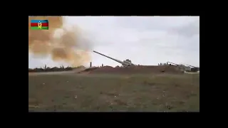 Азербайджанская артиллерия бьёт по армянским боевикам.Azerbaijani artillery hits armenian militants