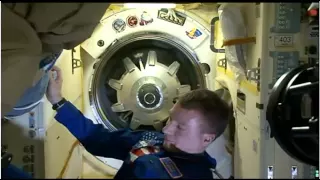 ISS One-Year Mission Expedition 43 Soyuz TMA-16M Hatch Opening
