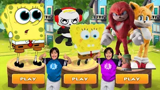 Tag with Ryan vs Sonic Dash Sonic the Hedgehog 2 The Movie vs Spongebob: Sponge on the Run Gameplay