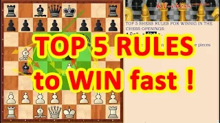 Top 5 Rules to win fast at chess openings!