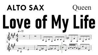 Love Of My Life Queen Alto Sax Sheet Music Backing Track Partitura