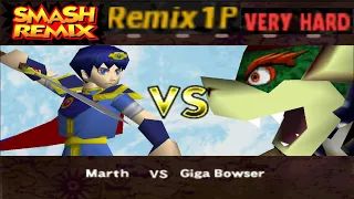 Smash Remix - Classic Mode Remix 1P Gameplay with Marth (VERY HARD)